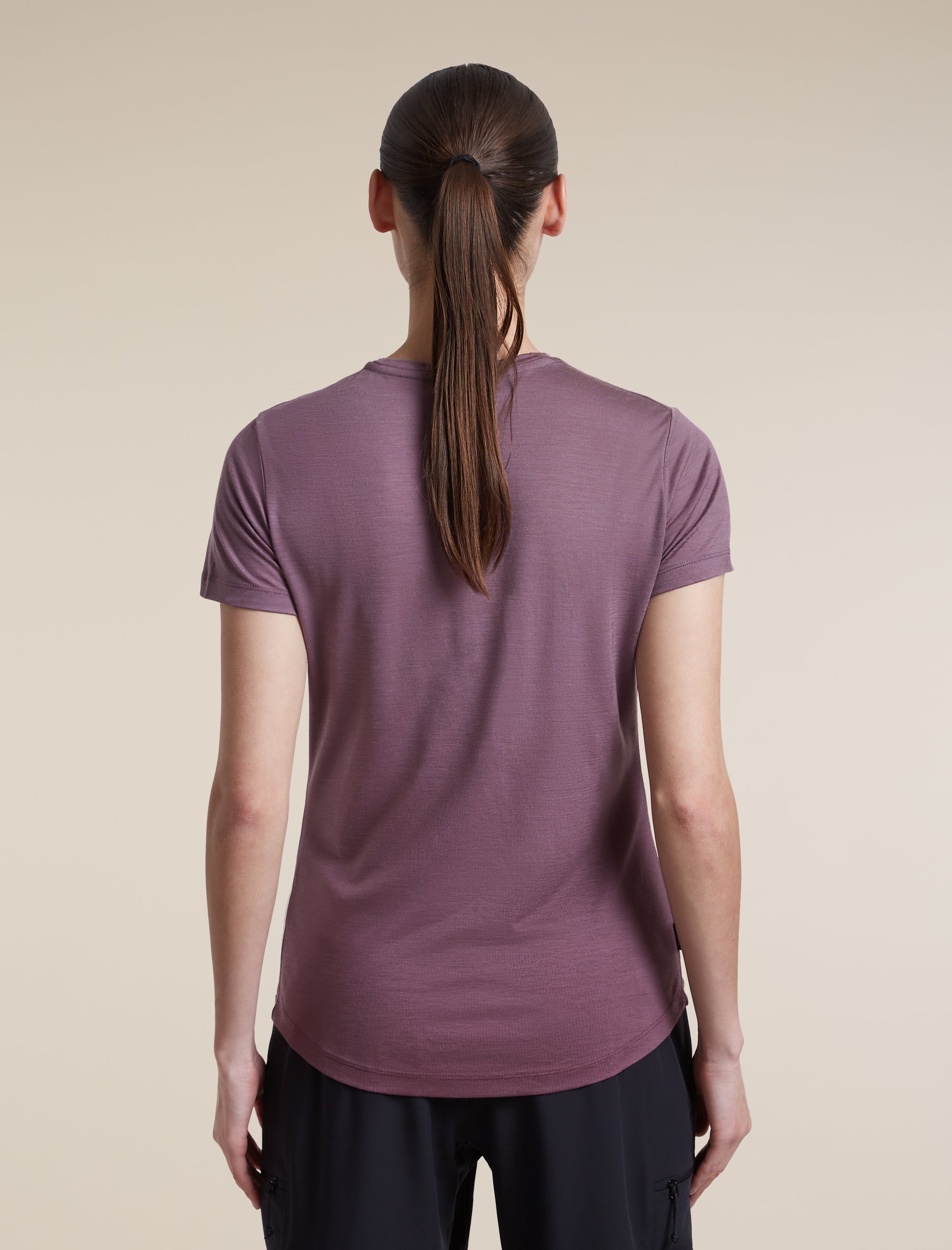 Icebreaker Women's Merino Blend 125 Cool-Lite Sphere Short Sleeve Tee Alta in Grey Plum, back