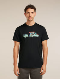 Icebreaker Men's Merino 150 Tech Lite Short Sleeve Tee Transportage in Black, front