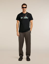Icebreaker Men's Merino 150 Tech Lite Short Sleeve Tee Transportage in Black, graphic detail