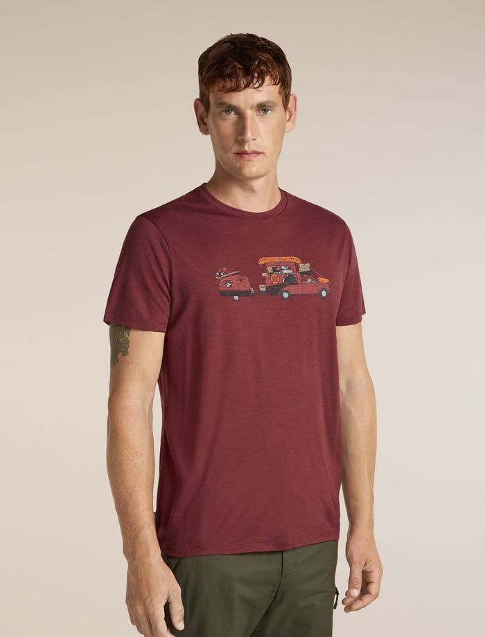 Icebreaker Men's Merino 150 Tech Lite Short Sleeve Tee Transportage in Port, front