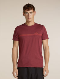 Icebreaker Men's Merino 150 Tech Lite Short Sleeve Tee Range Stripes in Port, front