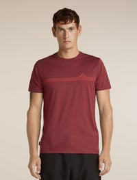 Icebreaker Men's Merino 150 Tech Lite Short Sleeve Tee Range Stripes in Port, front