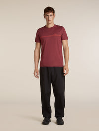 Icebreaker Men's Merino 150 Tech Lite Short Sleeve Tee Range Stripes in Port, side