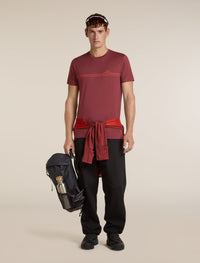 Icebreaker Men's Merino 150 Tech Lite Short Sleeve Tee Range Stripes in Port, graphic detail