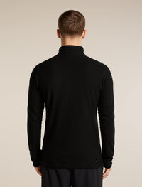 Icebreaker Men's Merino 400 RealFleece Grid Peaksland Long Sleeve Half Zip in Black, back