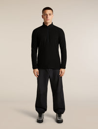 Icebreaker Men's Merino 400 RealFleece Grid Peaksland Long Sleeve Half Zip in Black, side