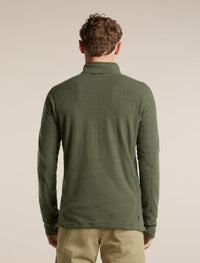 Icebreaker Men's Merino 400 RealFleece Grid Peaksland Long Sleeve Half Zip in Dark Loden, back