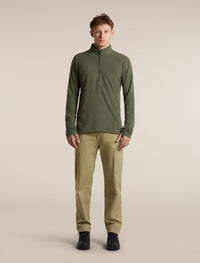Icebreaker Men's Merino 400 RealFleece Grid Peaksland Long Sleeve Half Zip in Dark Loden, side