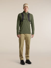 Icebreaker Men's Merino 400 RealFleece Grid Peaksland Long Sleeve Half Zip in Dark Loden, detail