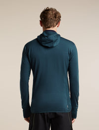 Icebreaker Men's Merino Blend 300 RealFleece Descender Long Sleeve Zip Hoodie in Abyss, back