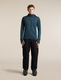 Icebreaker Men's Merino Blend 300 RealFleece Descender Long Sleeve Zip Hoodie in Abyss, side