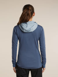 Icebreaker Women's Merino Blend 300 RealFleece Descender Zip Hoodie in Dawn / Zinc Blue, back