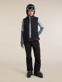 Icebreaker Women's Merino Blend 300 RealFleece Descender Zip Hoodie in Dawn / Zinc Blue, detail