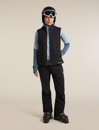 Icebreaker Women's Merino Blend 300 RealFleece Descender Zip Hoodie in Dawn / Zinc Blue, detail