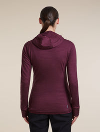 Icebreaker Women's Merino Blend 300 RealFleece Descender Zip Hoodie in Dark Berry, back
