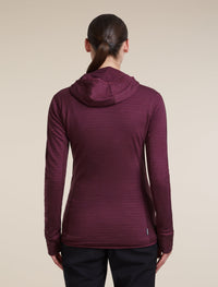 Icebreaker Women's Merino Blend 300 RealFleece Descender Zip Hoodie in Dark Berry, back