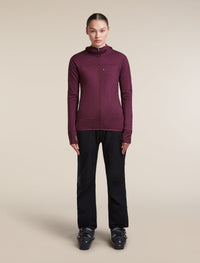 Icebreaker Women's Merino Blend 300 RealFleece Descender Zip Hoodie in Dark Berry, side