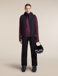 Icebreaker Women's Merino Blend 300 RealFleece Descender Zip Hoodie in Dark Berry, detail