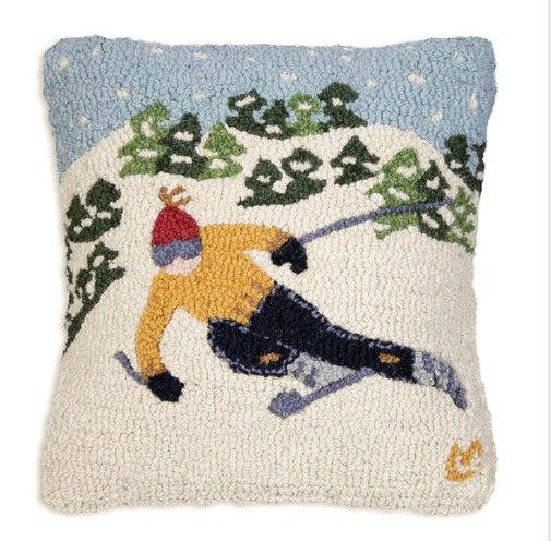 Tree Skier Winter Pillow