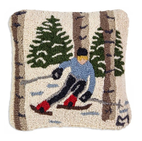 Skiing in the Trees Winter Pillow