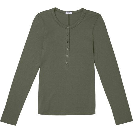 DUER Women's Ribbed Pima Long Sleeve Henley - Kelp