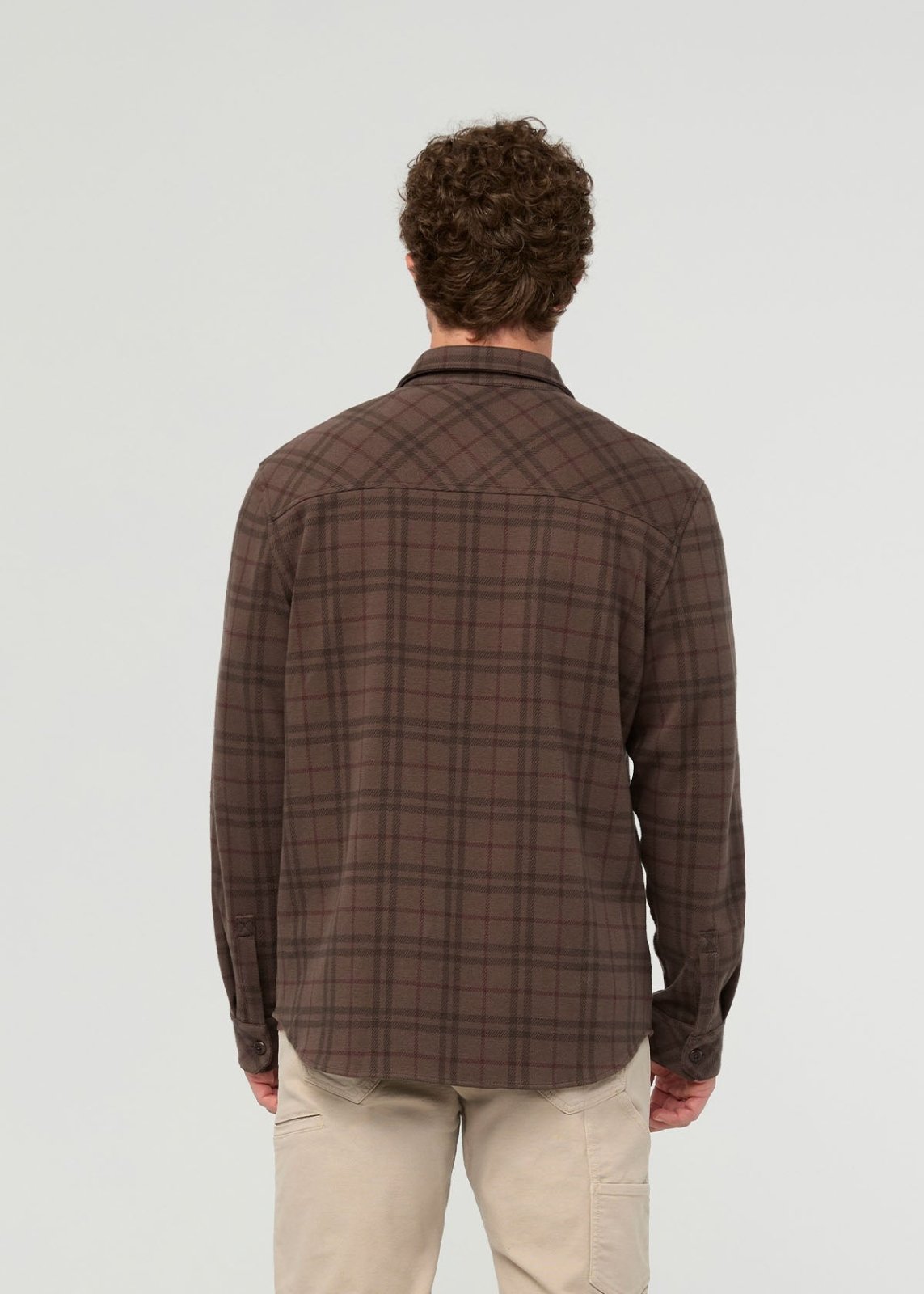 DUER Men's Performance Flannel Overshirt - Stout Plaid back