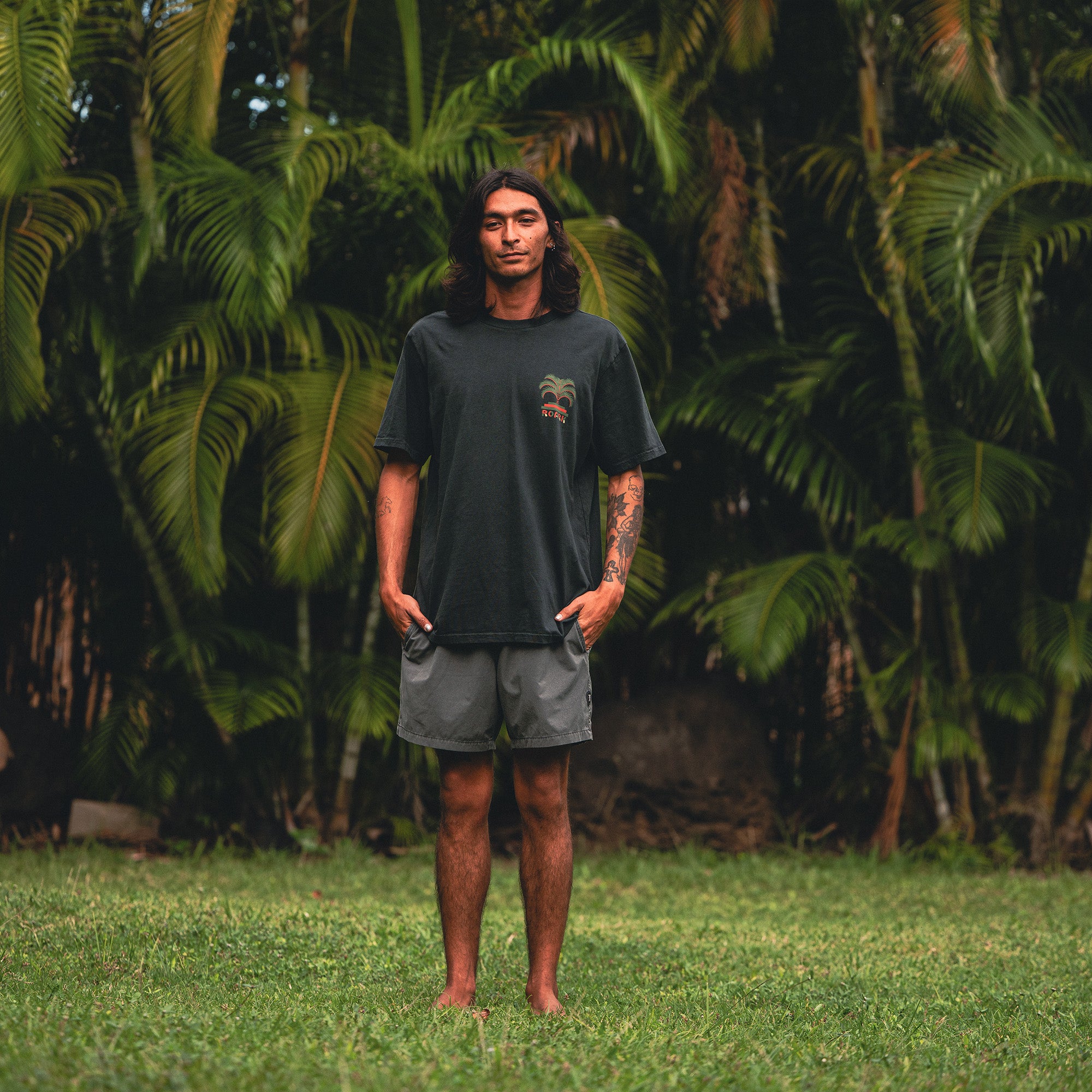 Men’s Moto Palm T-Shirt - Washed Black