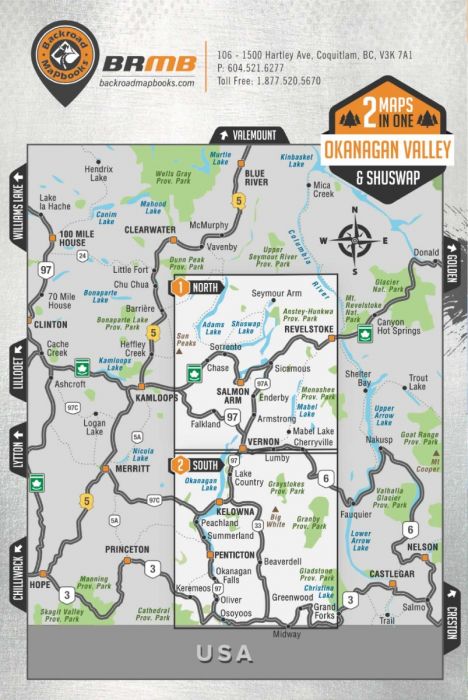 Okanagan Valley & Shuswap BC Map