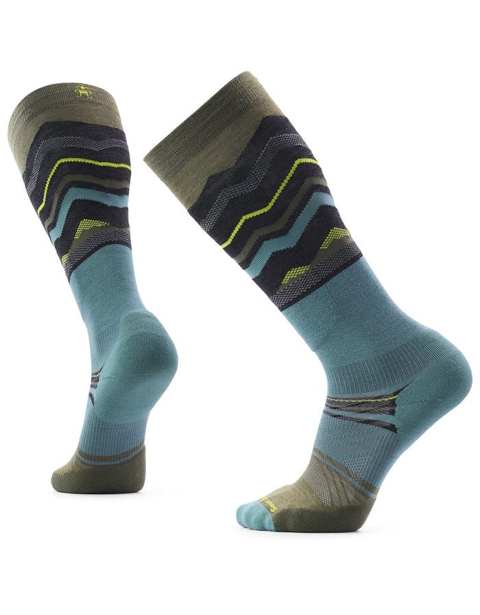 Ski Targeted Cushion Expanding Horizons OTC Socks in Winter Moss, alternate view
