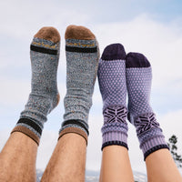 Smartwool Women's Everyday Cozy Popcorn Snowflake Crew Socks in Purple Dawn, detail