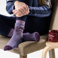 Smartwool Women's Everyday Cozy Popcorn Snowflake Crew Socks in Purple Dawn, alternate view