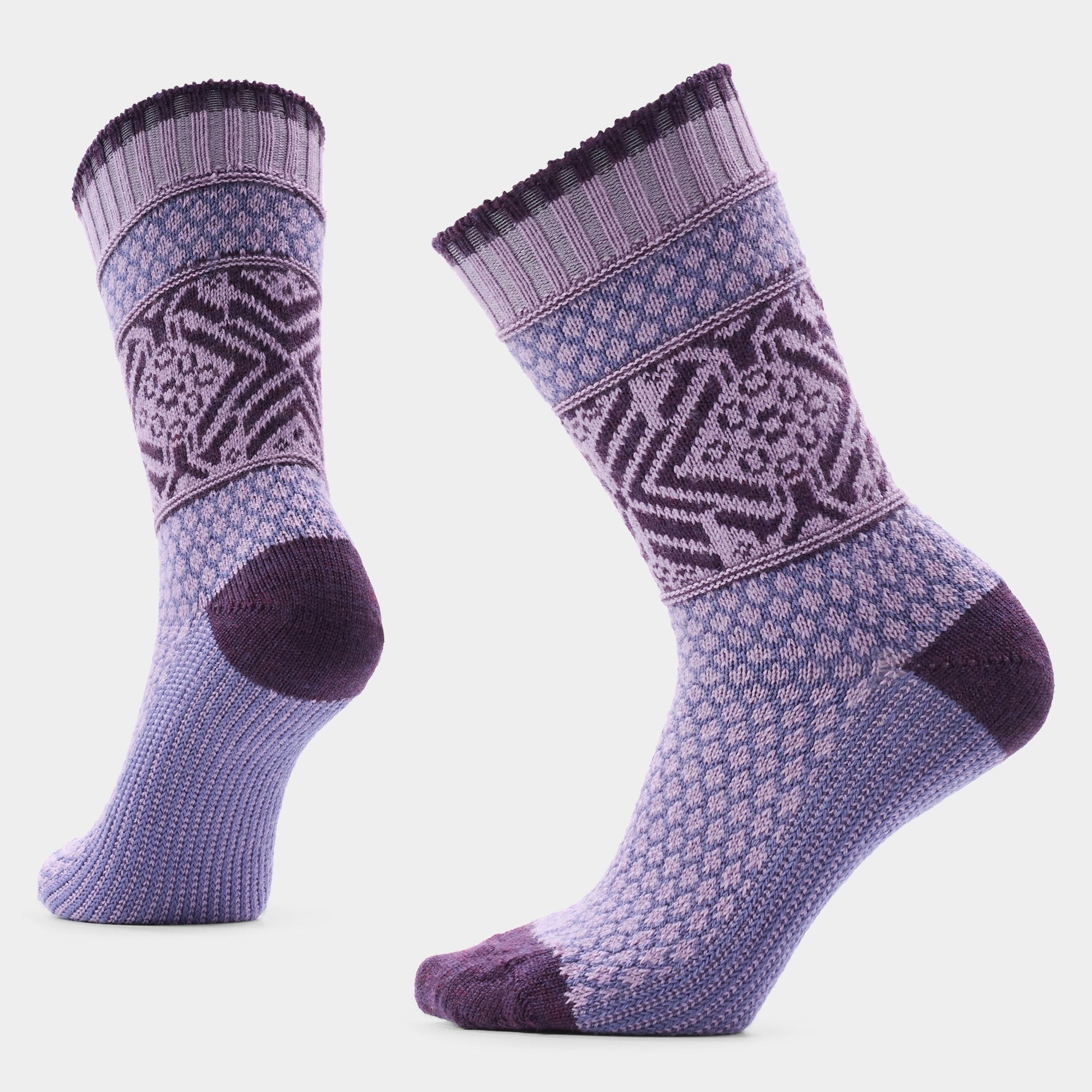 Smartwool Women's Everyday Cozy Popcorn Snowflake Crew Socks in Purple Dawn
