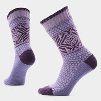 Smartwool Women's Everyday Cozy Popcorn Snowflake Crew Socks in Purple Dawn