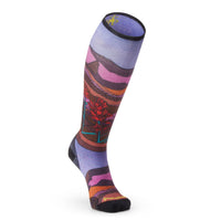 Women's Ski Zero Cushion Floral Field Print OTC Socks in Picante, alternate view