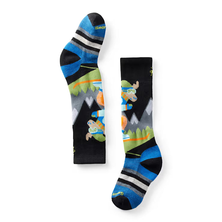 Kids' Wintersport Full Cushion Mountain Moose Pattern Over The Calf Socks
