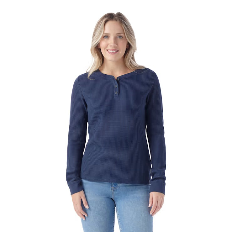 Women's Waffle Long Sleeve Henley