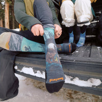 Ski Targeted Cushion Winter Phase Print OTC Socks in Purple Dawn, detail