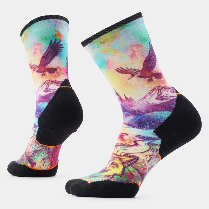 Smartwool Women's Trail Run Targeted Cushion Serene Peak Print Crew Socks - Dusty Teal