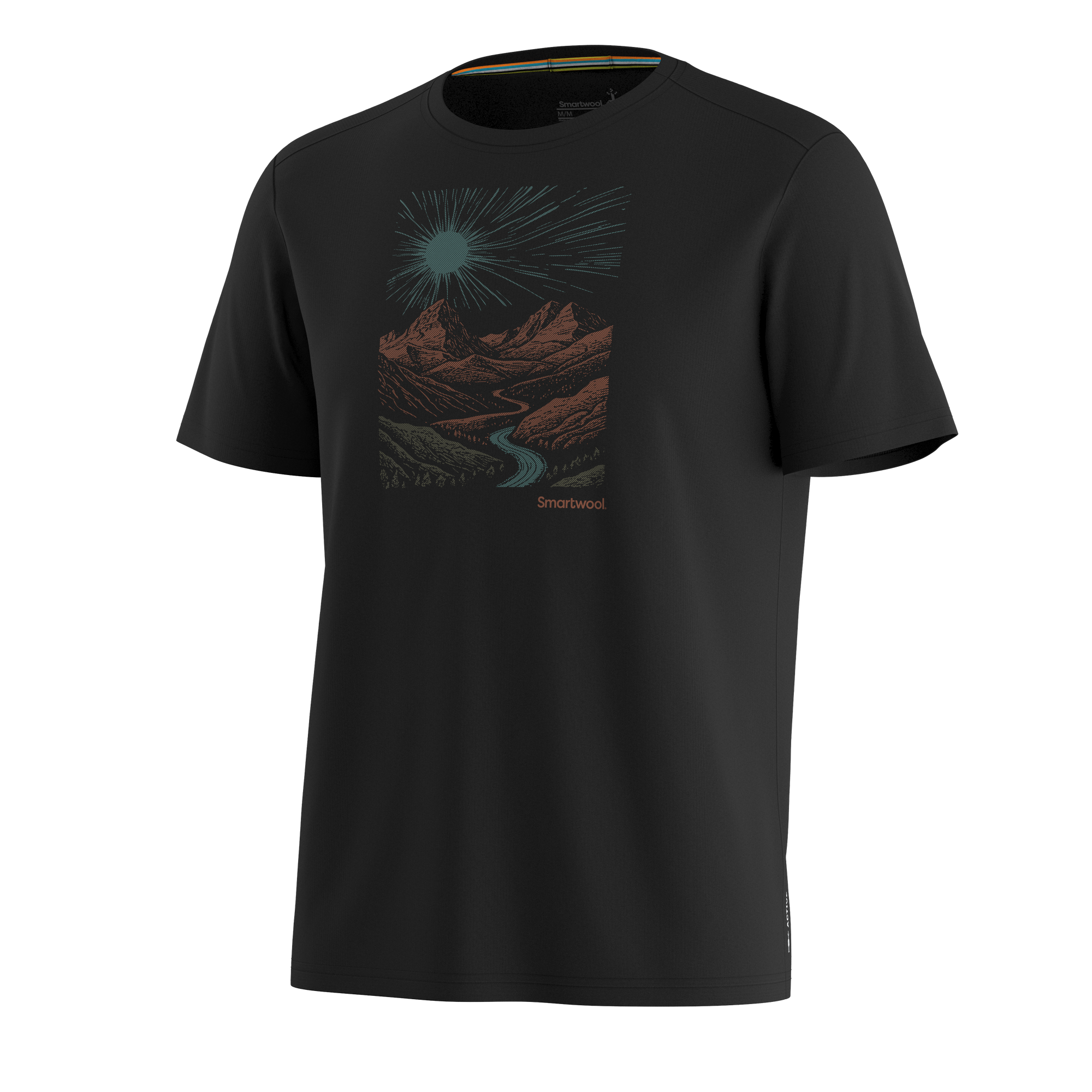 Smartwool Men's Wander Valley Active Short Sleeve Graphic Tee in Black, detail