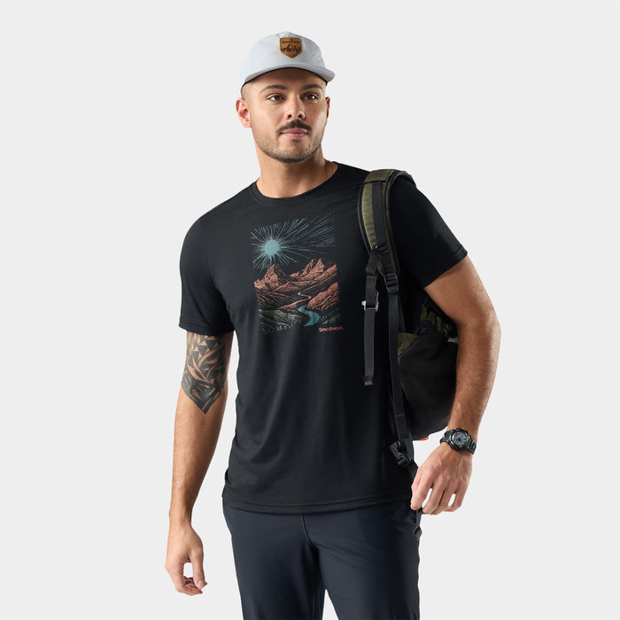 Smartwool Men's Wander Valley Active Short Sleeve Graphic Tee in Black