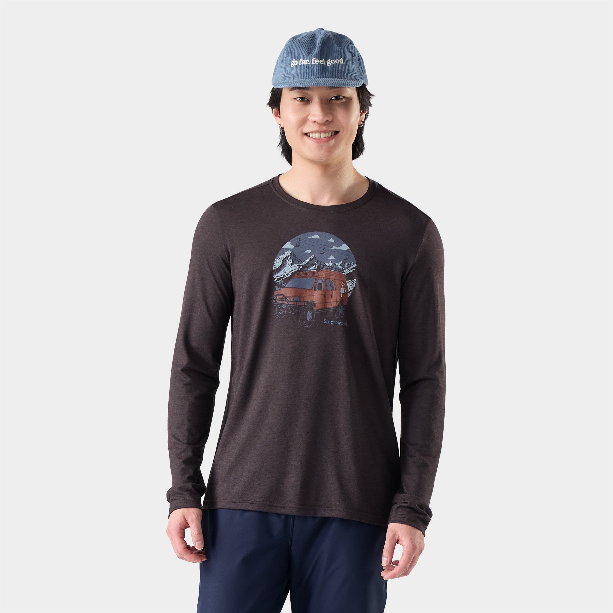 Smartwool Men's First Chair Pursuit Active Long Sleeve Graphic Tee in Mink Heather