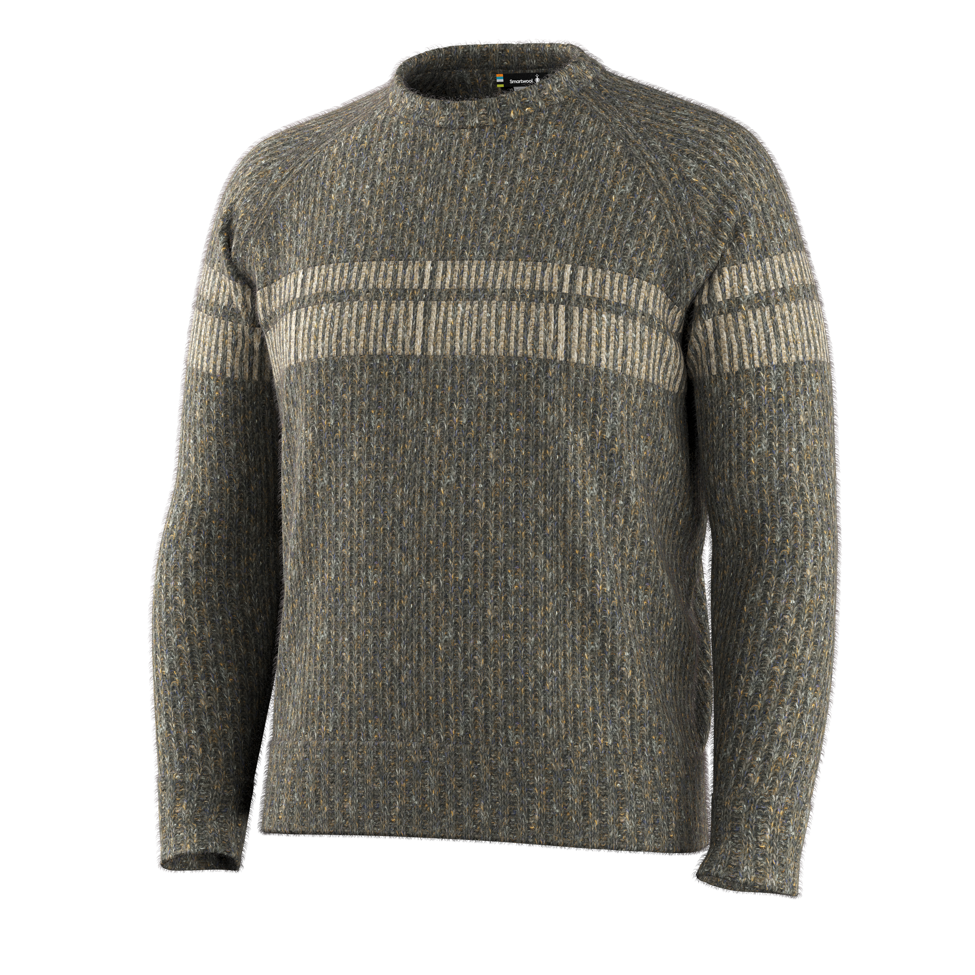 Smartwool Men's Fisherman Crew Sweater in Mocha Heather, detail
