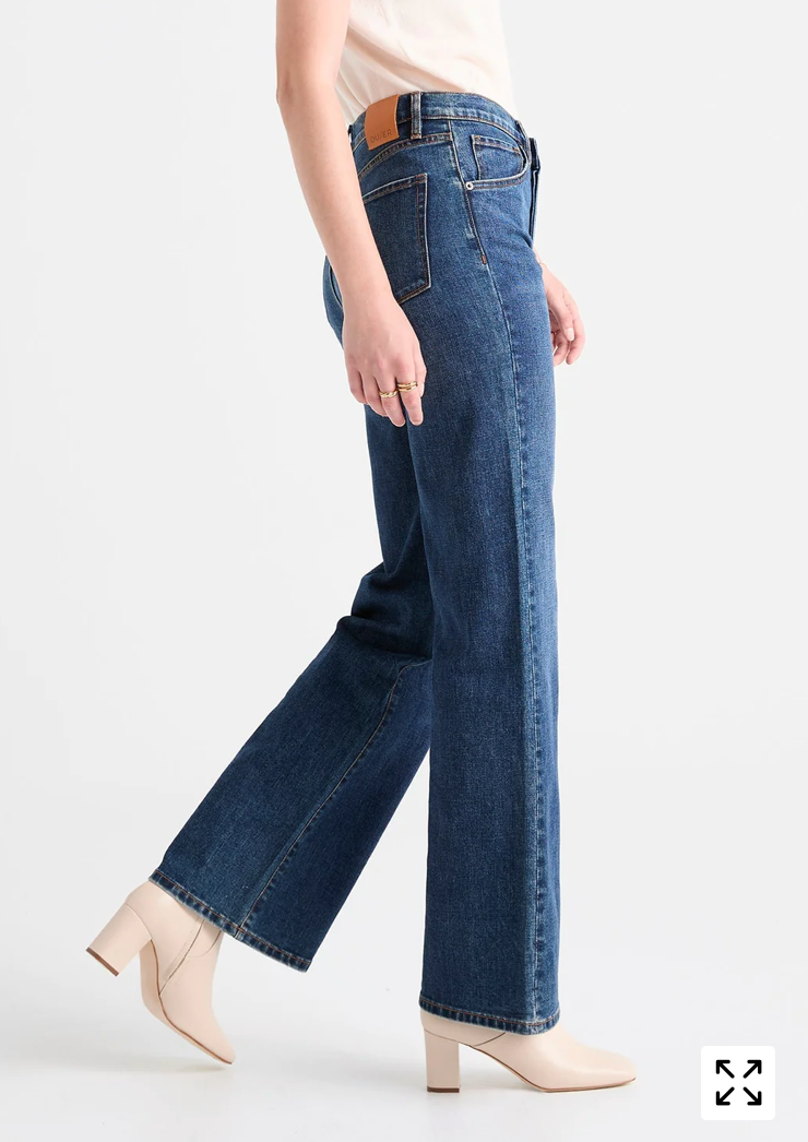 Women's Midweight Denim Wide Leg (Button Fly) - Dark Stone