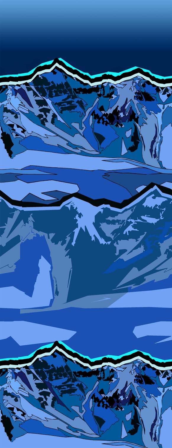 Ski Targeted Cushion Storm Peak Print OTC Socks in Nightfall Blue, alternate view