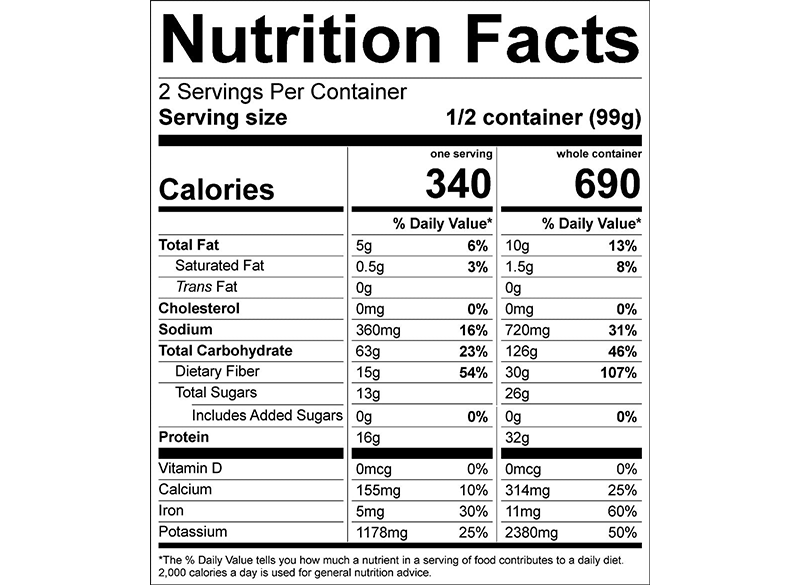 Good To-Go Vegan Smoked Three Bean Chili Nutrition Facts