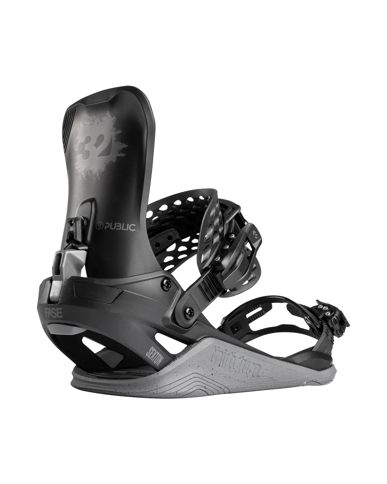 Thirtytwo Basin Public Fase Snowboard Bindings, Black/Gray (1)