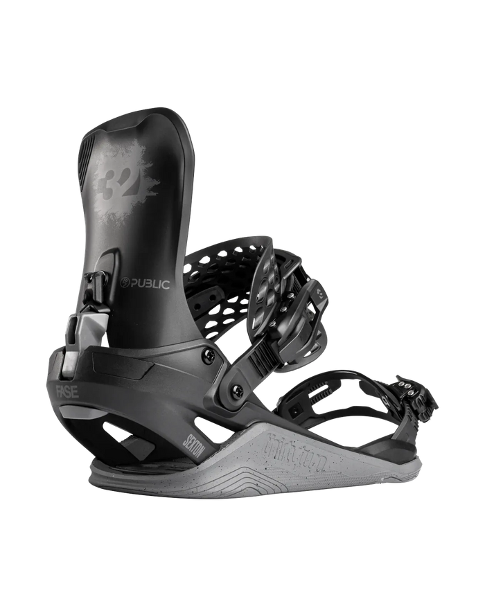 Thirtytwo Basin Public Fase Snowboard Bindings, Black/Gray (1)