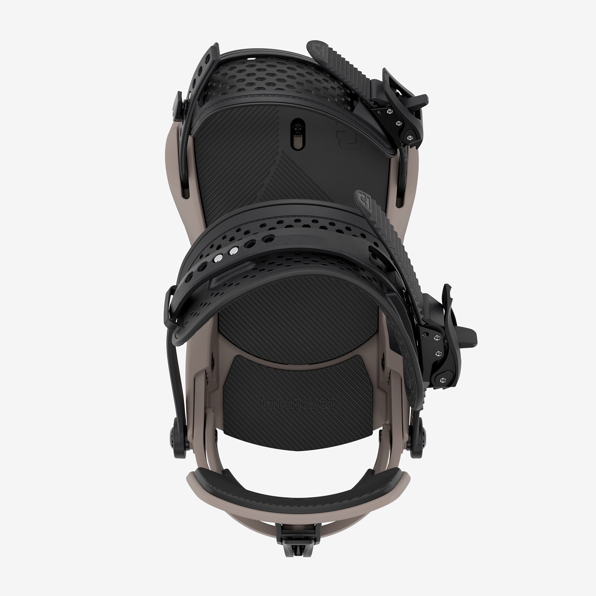 Union Force snowboard binding top view, brown