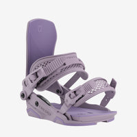 Union Trilogy snowboard binding front view, violet