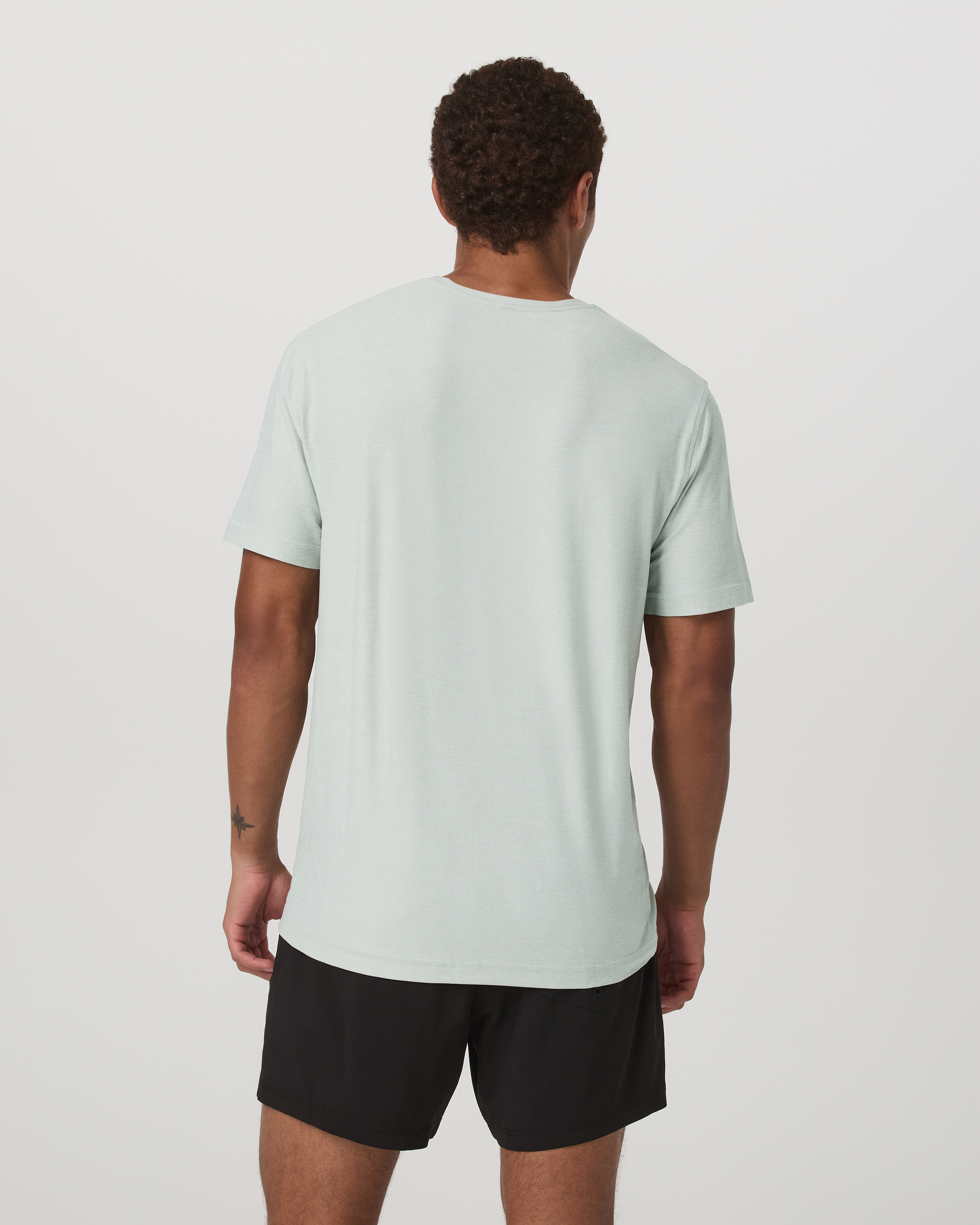 Vuori Strato Tech Tee in Storm Blue Heather, back